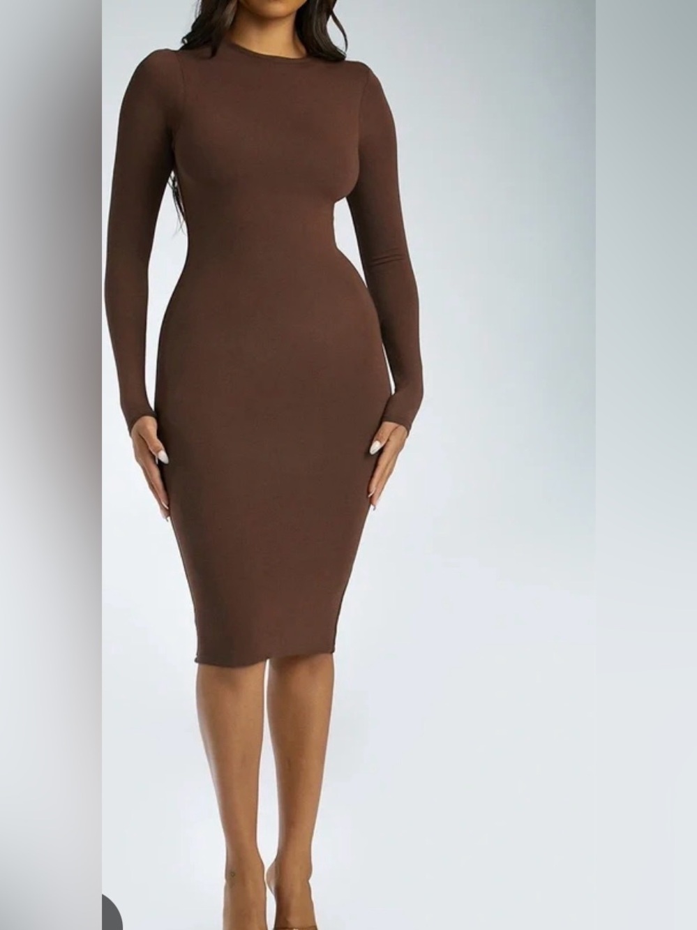 NWT Naked Wardrobe
Chocolate Brown Long Sleeve
Bodycon Dress Size 2X Plus Size